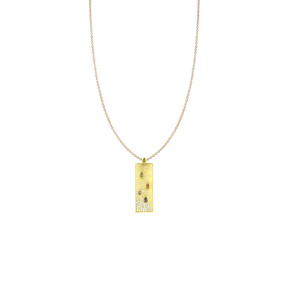 18 Karat Yellow Gold Pendant with Natural Fancy Pear Shape Diamonds