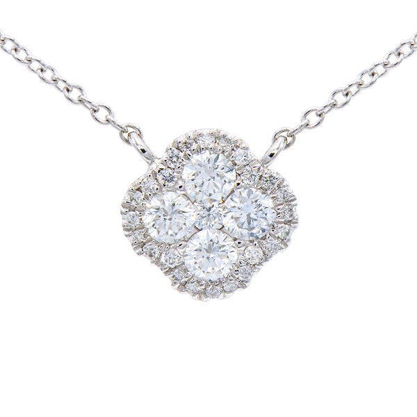 14 Karat White Gold Marquise Shape Diamond Necklace