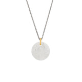 Sterling silver round CASSI 20mm disc pendant with scattered white Diamonds
