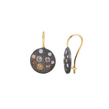 Sterling Silver Black Rhodium CARMEN Disc Earrings with Champagne Diamonds