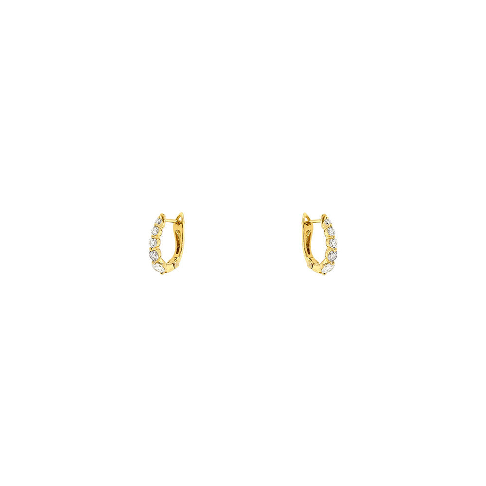 14 Karat Yellow Gold Hoop earrings with Graduating diamonds