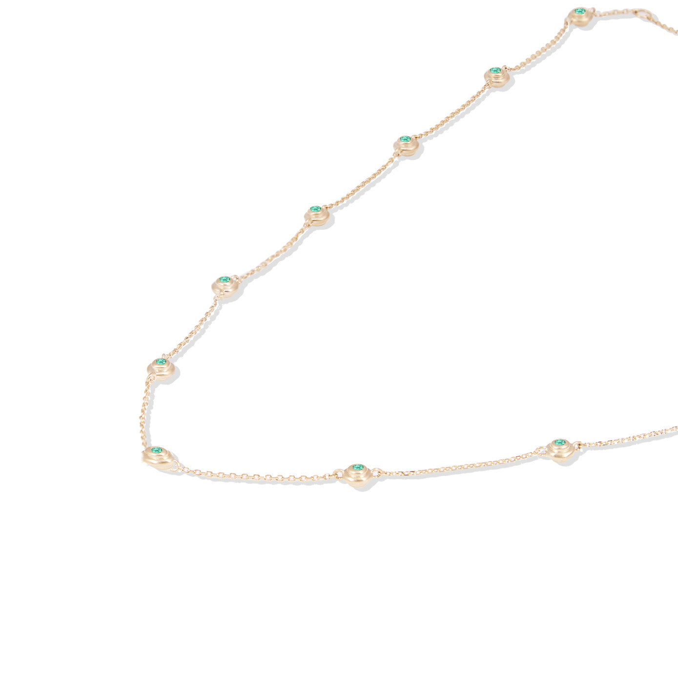 14 Karat Yellow Gold Evolve Emerald Station Necklace