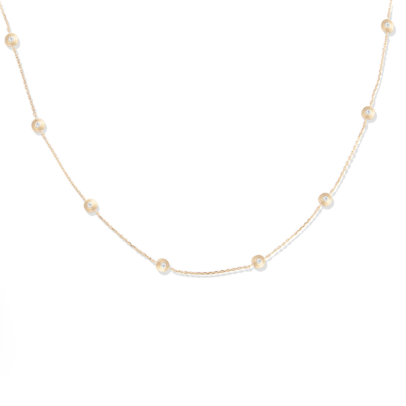 14 Karat Yellow Gold Evolve Diamond Station Necklace