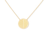 14 Karat Yellow Gold Found Small Disc necklace with moonstone & Diamonds