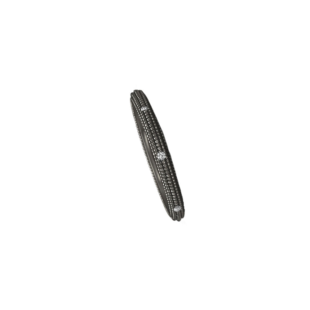 Sterling Silver Black Rhodium textured IRA Diamond Band