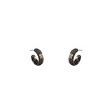 Sterling Silver Black Rhodium NALA Huggy earrings with Single Diamond