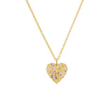 18 Karat Yellow gold Confetti Heart pendant with multi colored sapphires