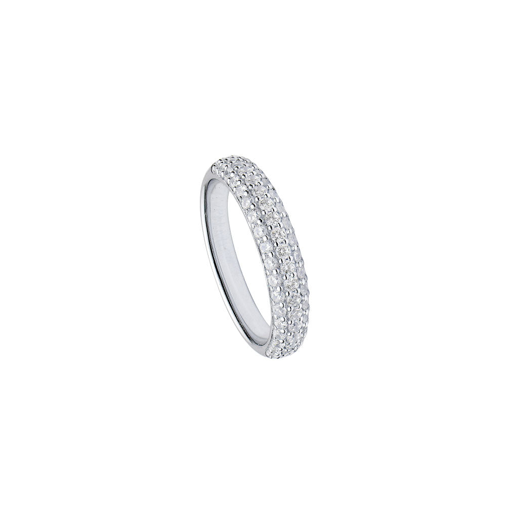 18 Karat White Gold Three Row Diamond Ring