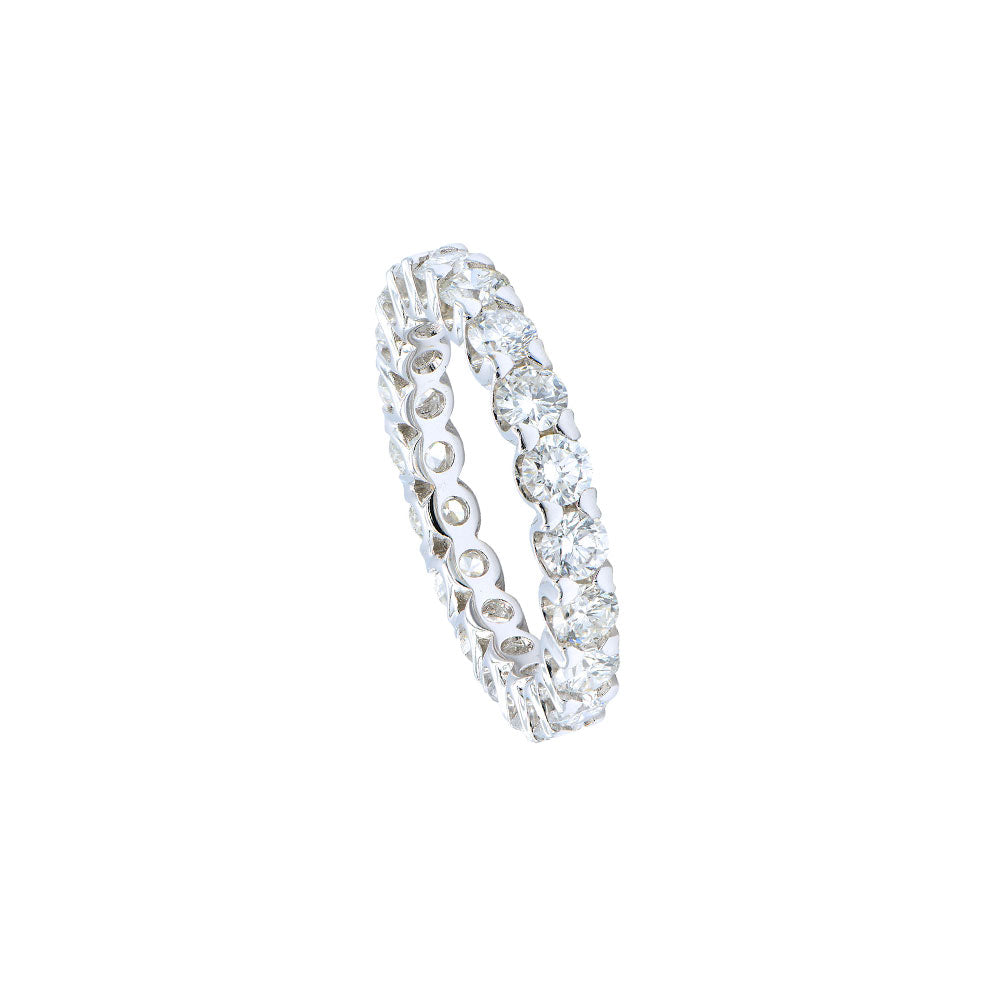 18 Karat White Gold diamond eternity band shared U prong