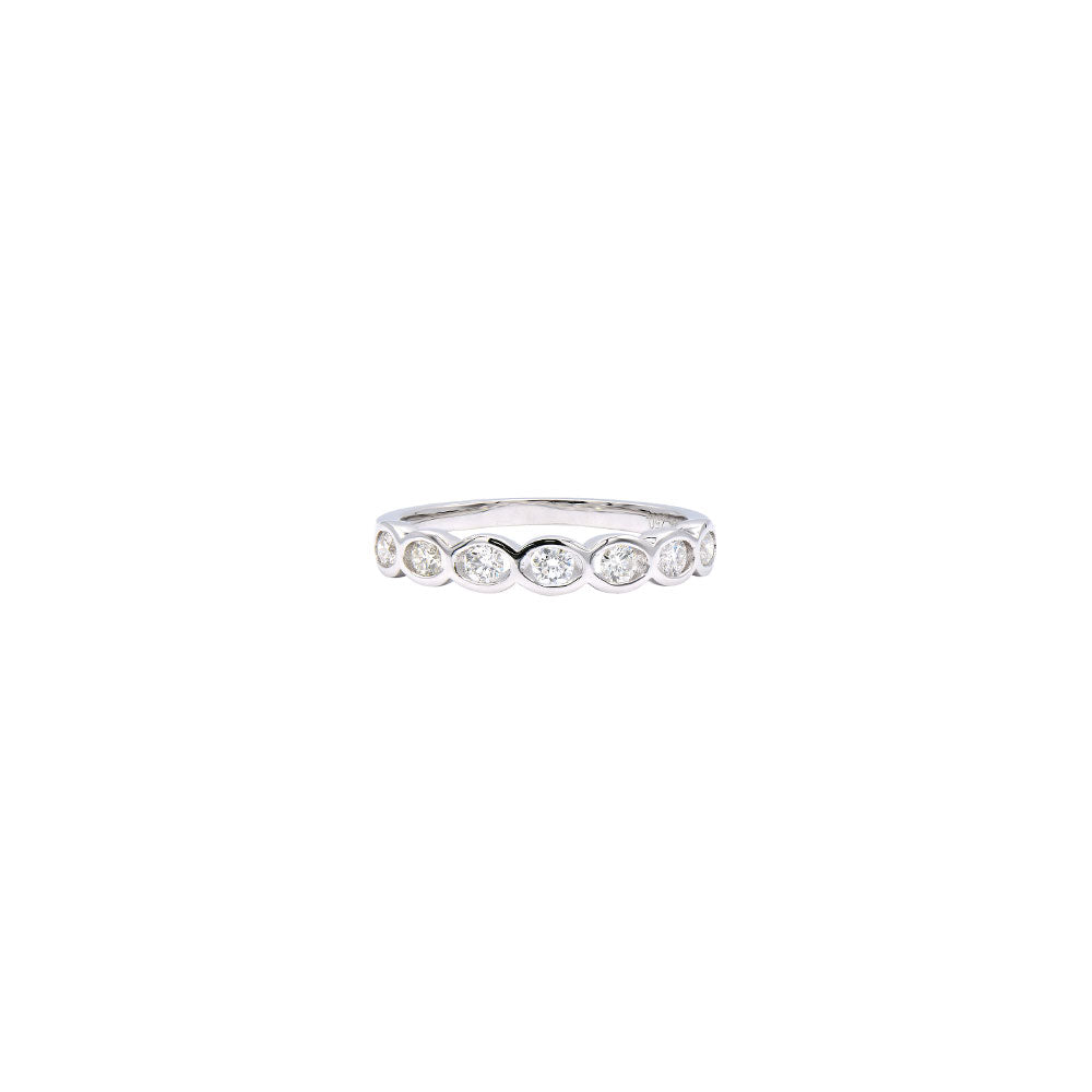 18 Karat White Gold Diamond Half Eternity Bezel Ring