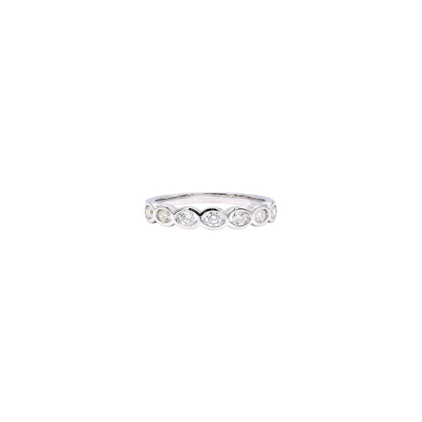 18 Karat White Gold Diamond Half Eternity Bezel Ring