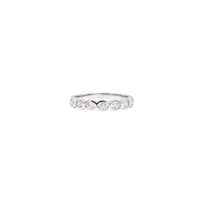18 Karat White Gold Diamond Half Eternity Bezel Ring