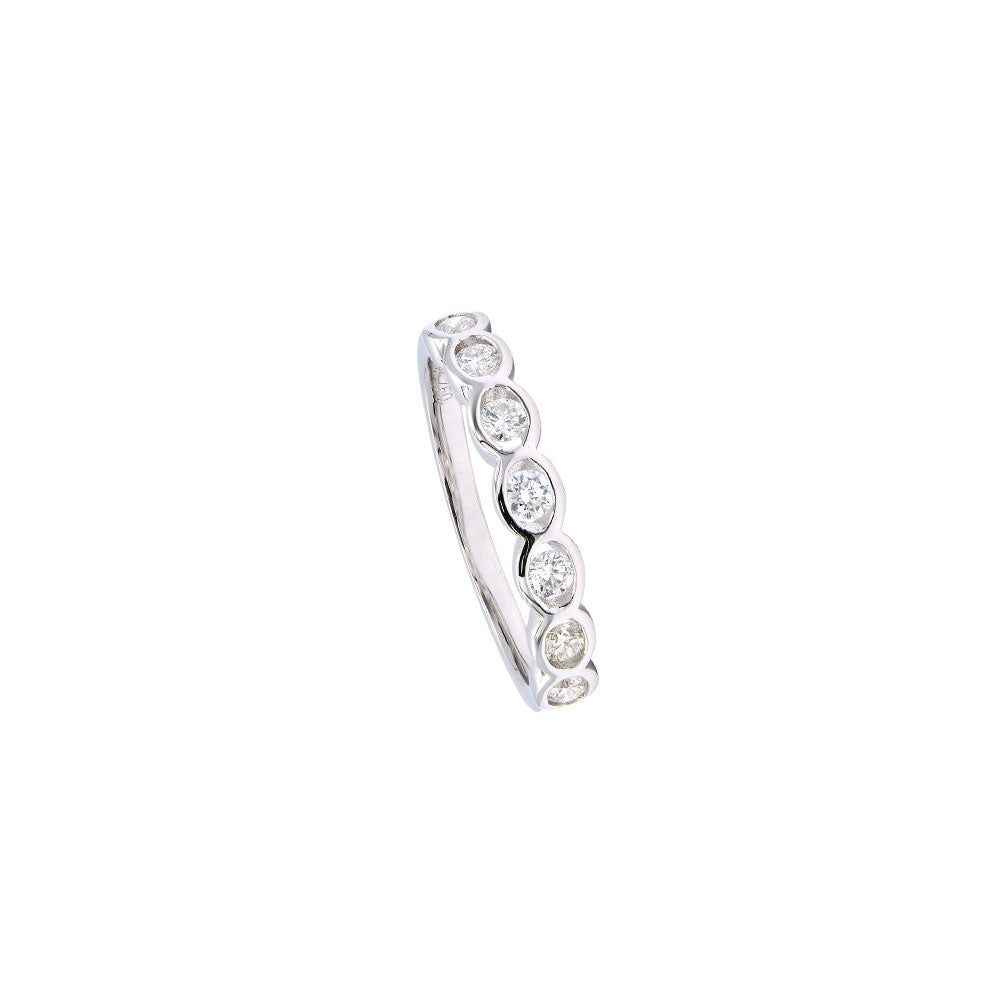 18 Karat White Gold Diamond Half Eternity Bezel Ring