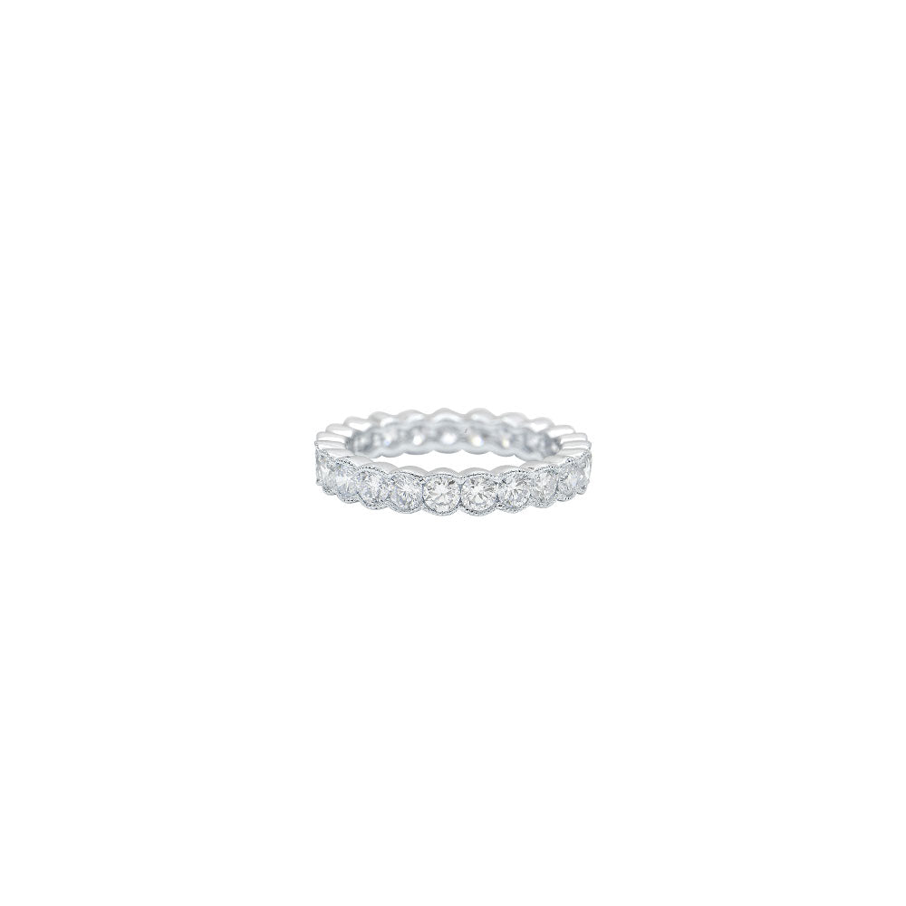 18 Karat White Gold Scalloped Diamond Eternity Ring