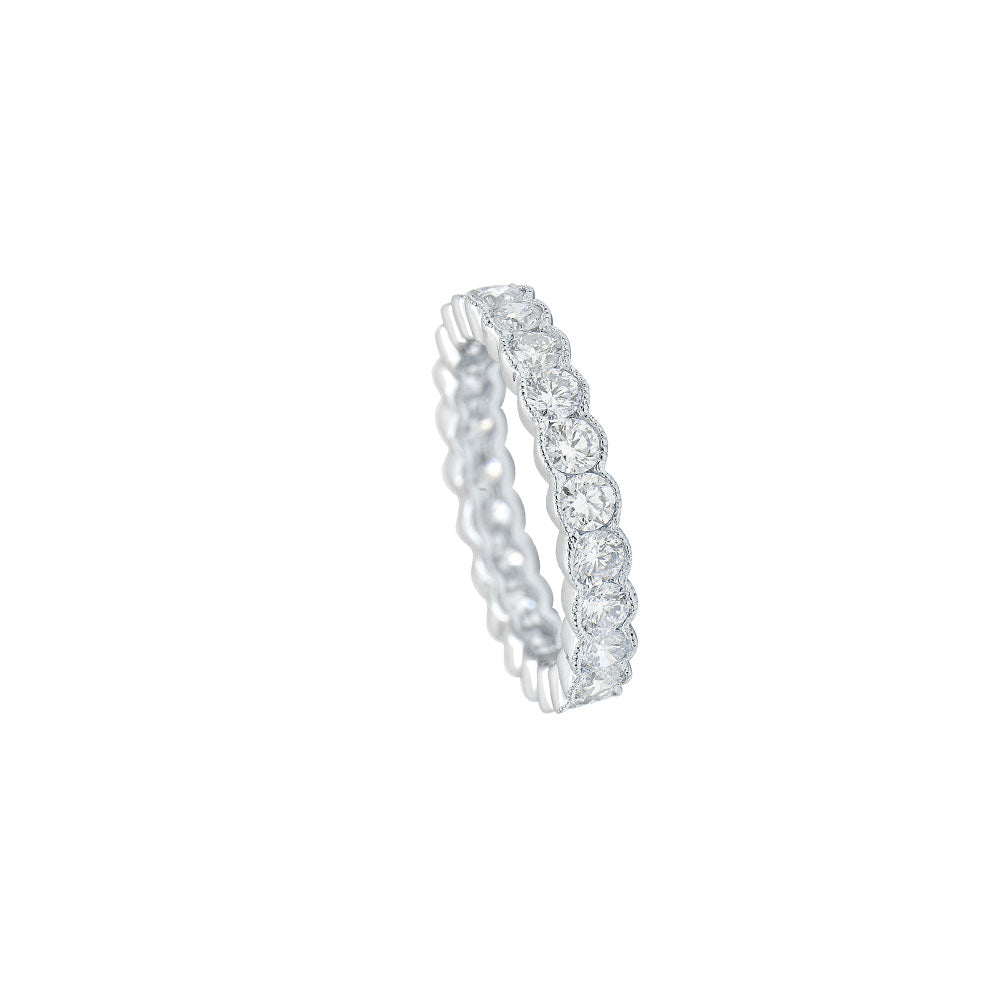 18 Karat White Gold Scalloped Diamond Eternity Ring