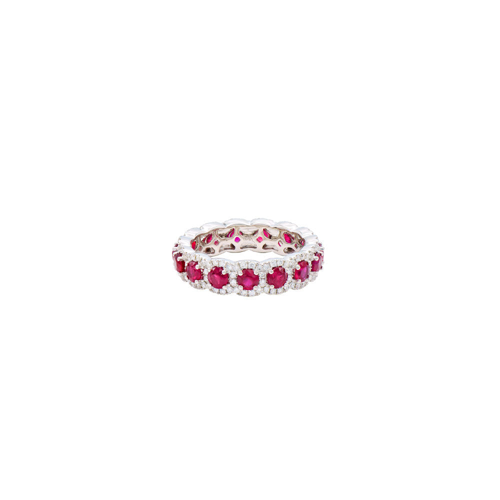 18 Karat White Gold Ruby and Diamond Eternity Ring