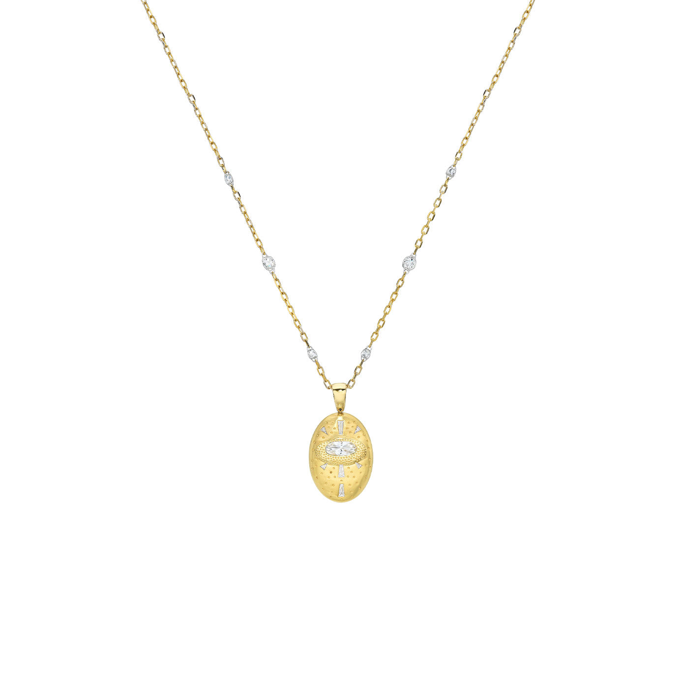 18 Karat Yellow Gold Star Eternal Double Sided Necklace with Sapphire and diamonds