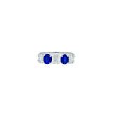 18 Karat White Gold 5 Stone Band With Blue Sapphires And Diamonds