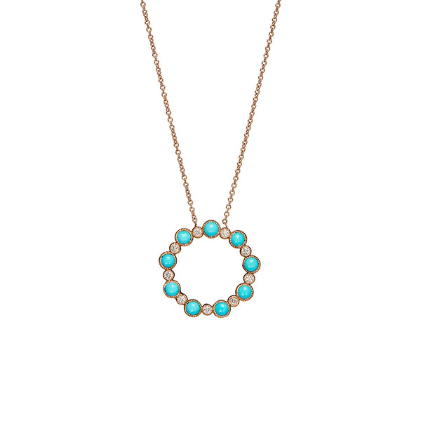 Rose Gold Turquoise Diamond Necklace - Sofia Jewelry