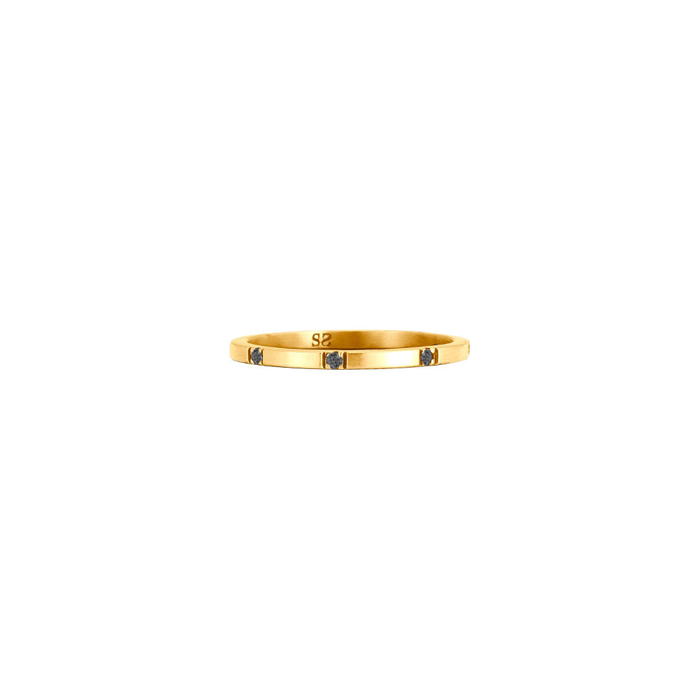 14 Karat Yellow ADA Gold Band with Black Diamonds