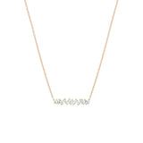 18 Karat Rose Gold Bar Necklace with White Diamond Baguettes