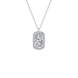 18 Karat White Gold mini Dog Tag necklace with Baguette and Round diamonds