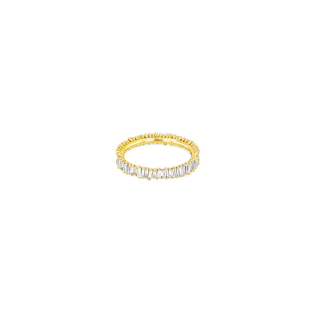 18 Karat Yellow Gold Classic Eternity band with white Diamond Baguette