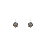 Sterling Silver Black Rhodium CARMEN Disc Earrings with Champagne Diamonds