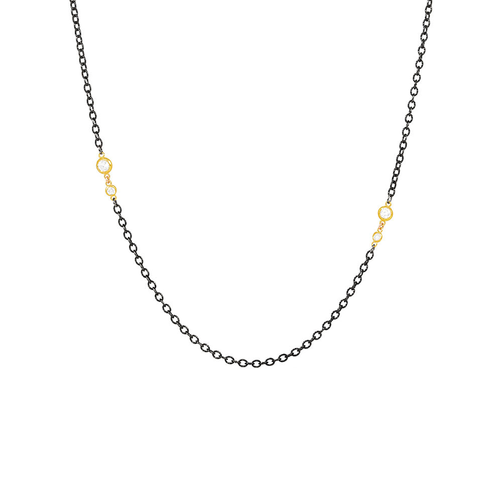 Sterling Silver Black Rhodium MARLIE Chain with 4 Round Diamonds