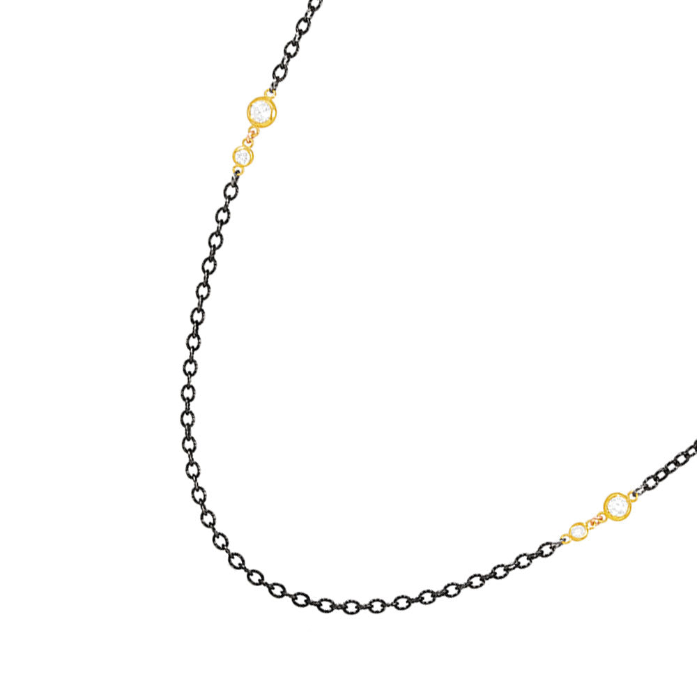 Sterling Silver Black Rhodium MARLIE Chain with 4 Round Diamonds