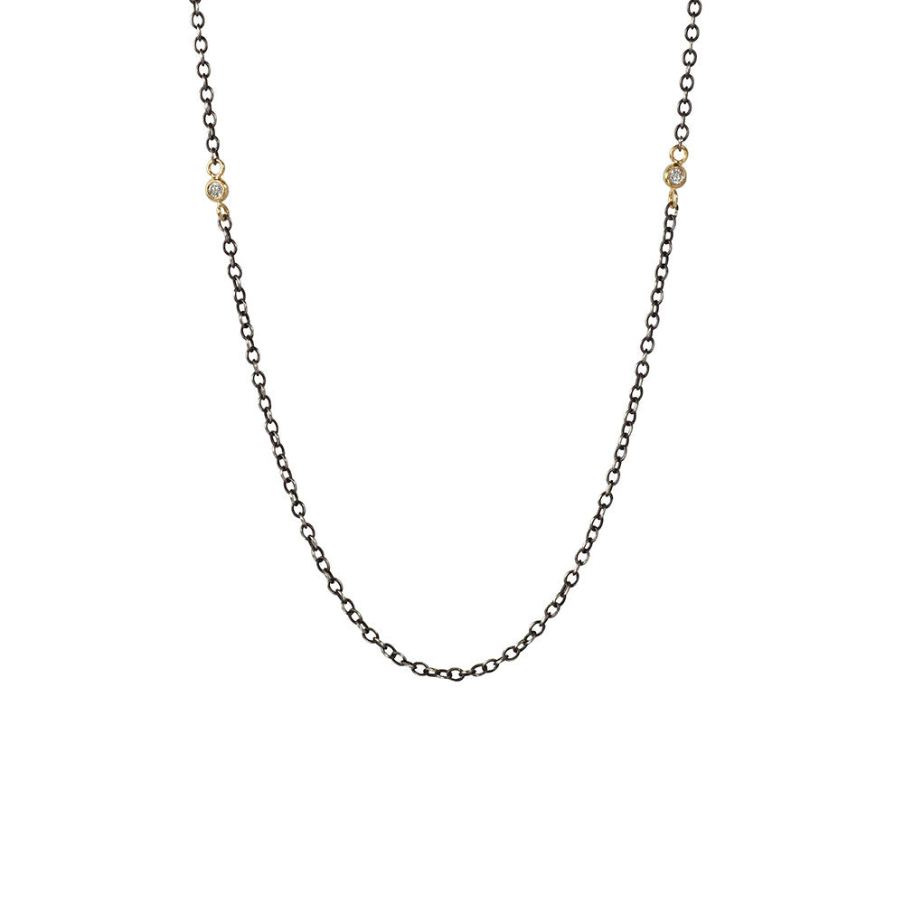 Sterling Silver Black Rhodium MINIDIA Chain with Round Diamonds