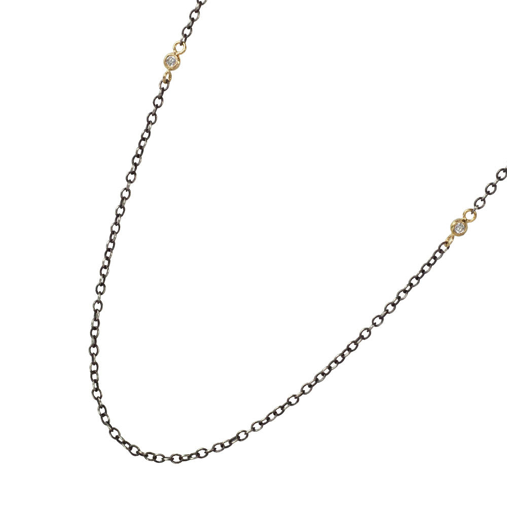Sterling Silver Black Rhodium MINIDIA Chain with Round Diamonds