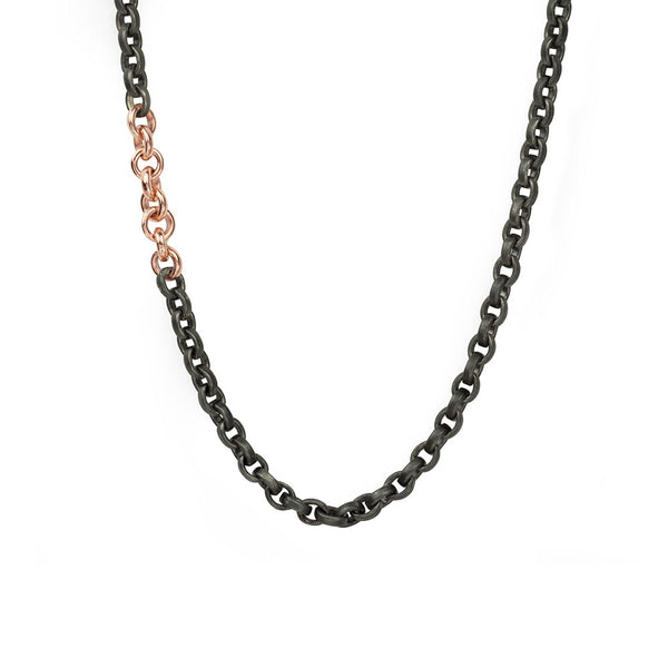 Sterling Silver Black Rhodium and Rose Gold OLIVIA Chain