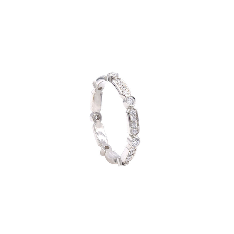 18 Karat White Gold Diamond Band