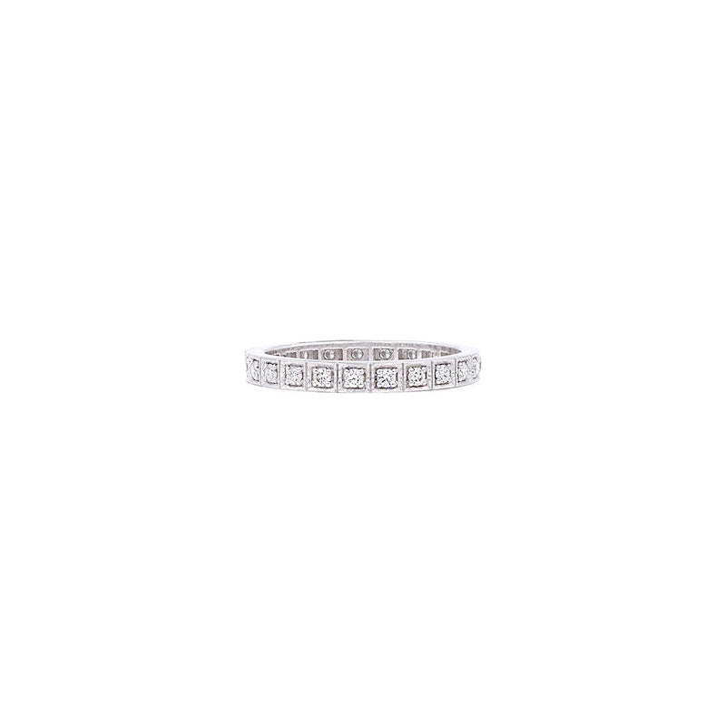 18 Karat White Gold Square Diamond Band