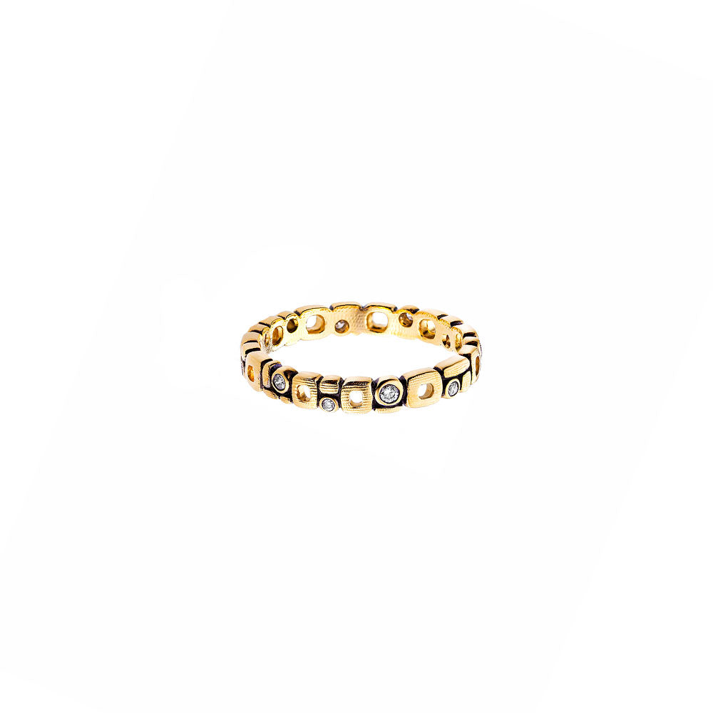 18 Karat Yellow Gold "Micro Windows" Diamond band