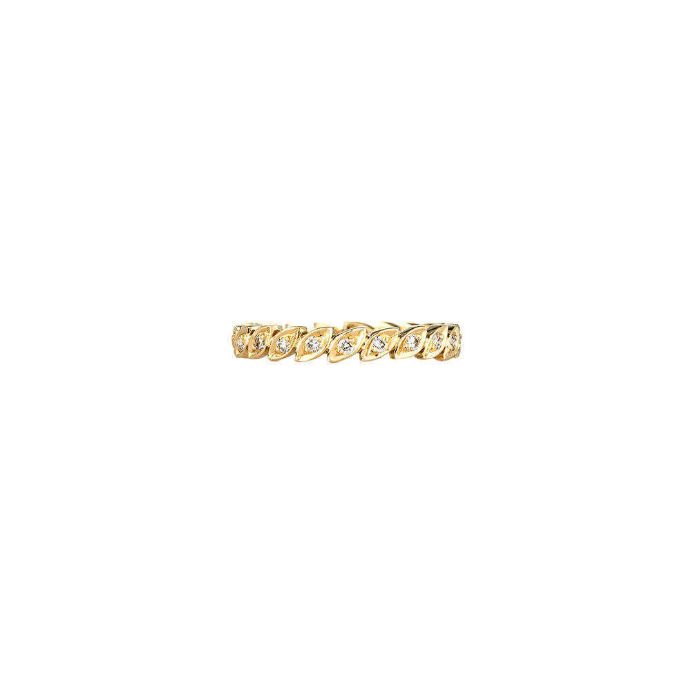 18 Karat Yellow Gold Feuille Diamond Band