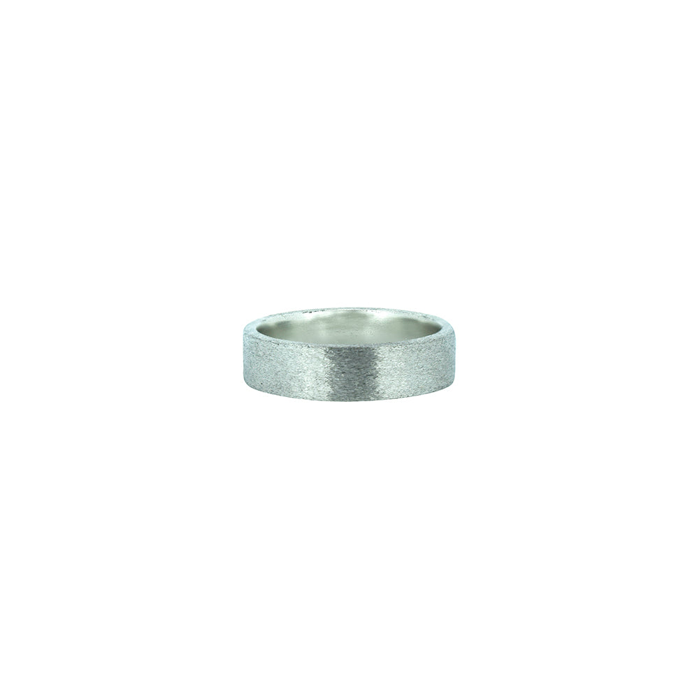 18 Karat White Gold Band with Stone Finish