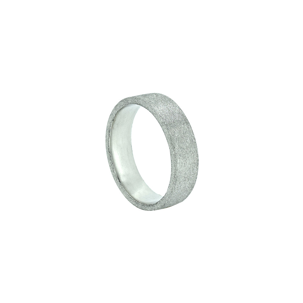 18 Karat White Gold Band with Stone Finish
