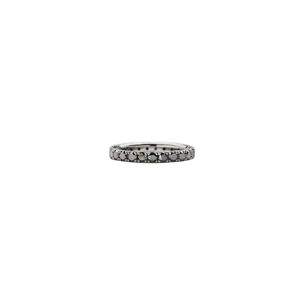 18 KARAT WHITE GOLD BLACK RHODIUM BAND WITH BLACK DIAMONDS
