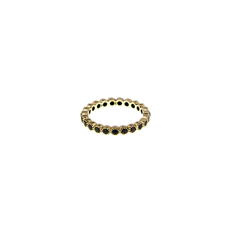 18 Karat yellow gold bezel band with black diamonds