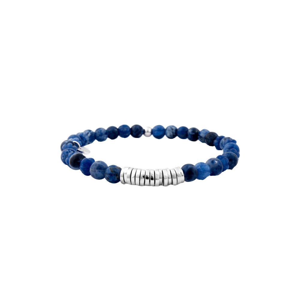 Sterling Silver Blue Sodalite Bead Bracelet