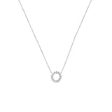 14 Karat White Gold Circle Pendant Necklace with Diamond Baguettes