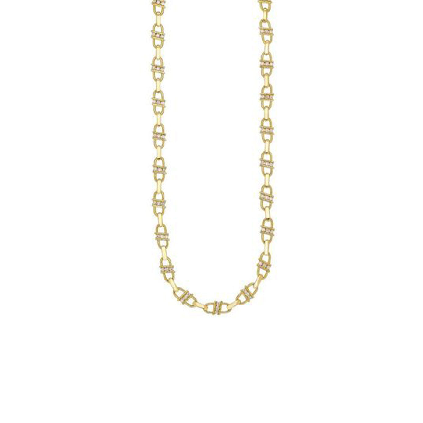 18 Karat Yellow Gold Blair Link Necklace With Diamonds