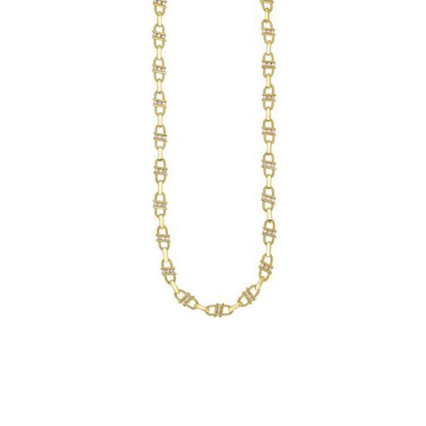 18 Karat Yellow Gold Blair Link Necklace With Diamonds