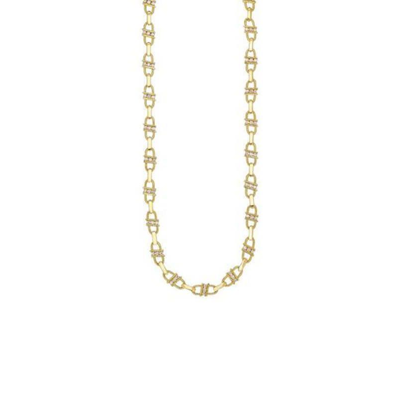 18 Karat Yellow Gold Blair Link Necklace With Diamonds