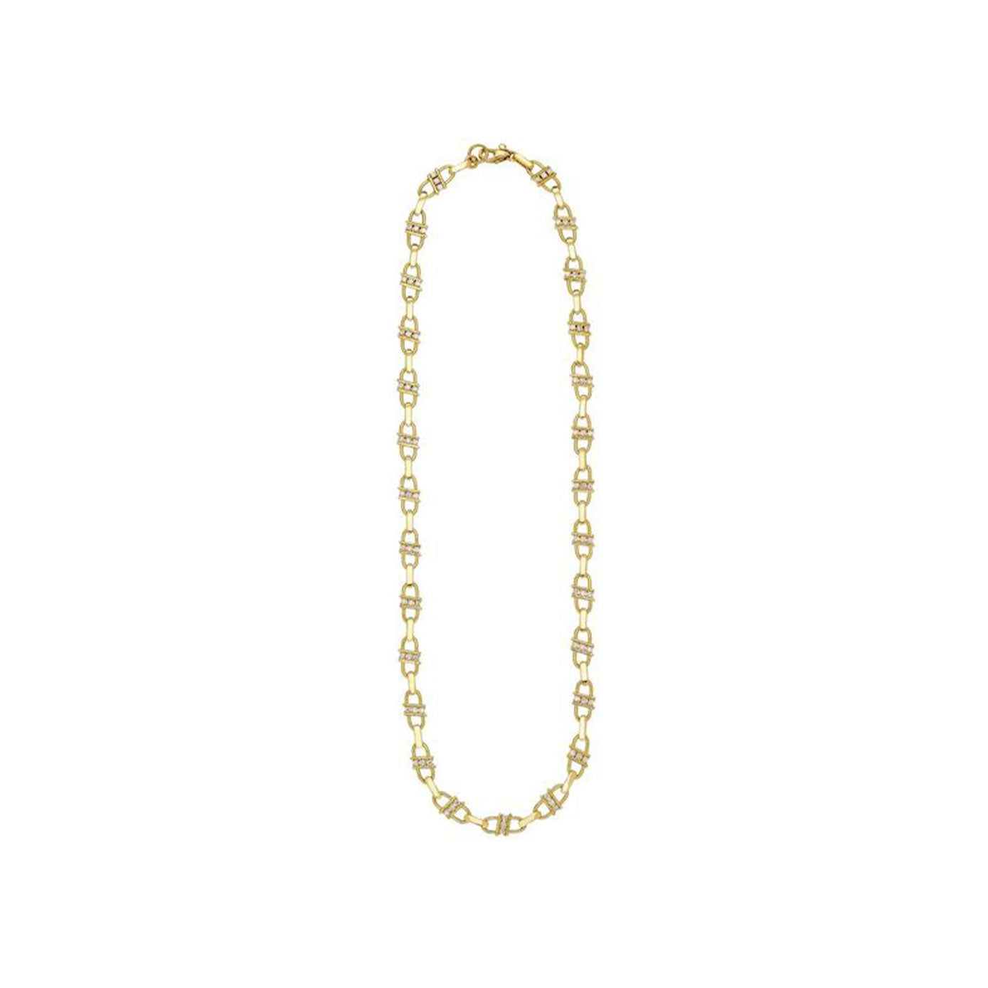 18 Karat Yellow Gold Blair Link Necklace With Diamonds