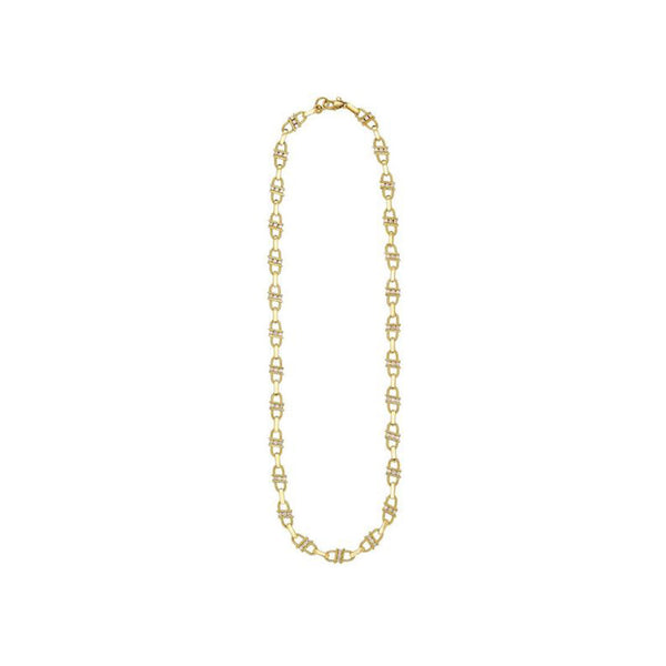 18 Karat Yellow Gold Blair Link Necklace With Diamonds