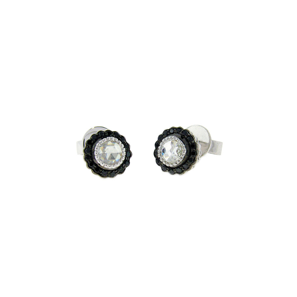 18 Karat White Gold True Romance Earrings with Black and White Diamonds