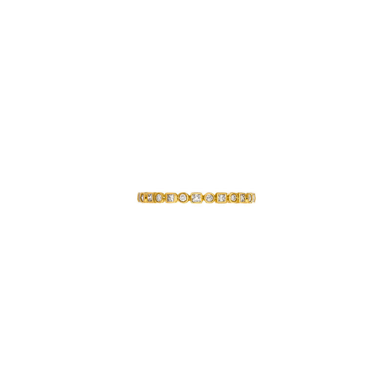 18 Karat Yellow Gold Kate Eternity Band with Round and Princess Cut Diamonds